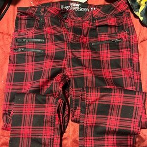 Hot Topic Hi-Rise Super Skinny Plaid Jeans